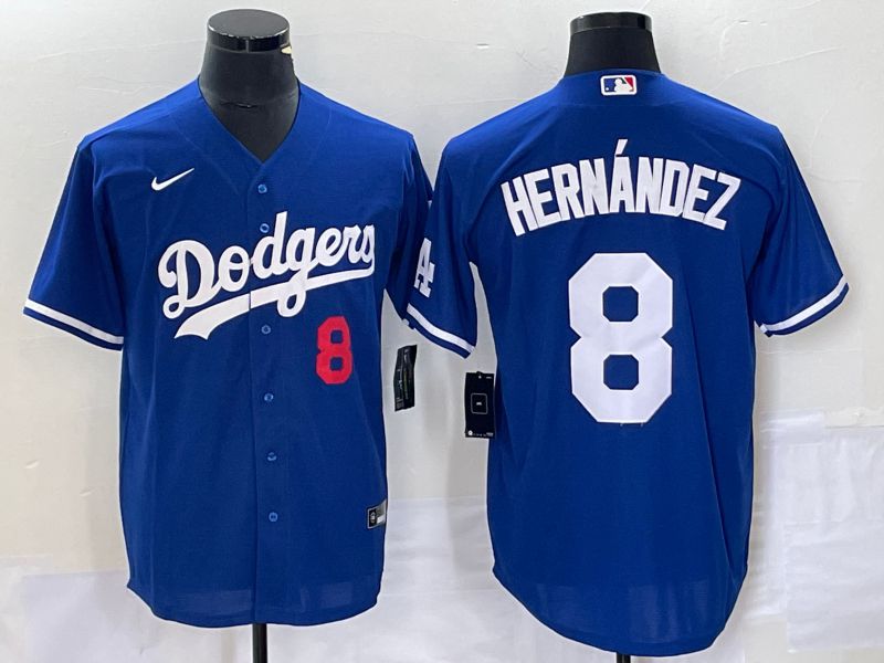 Men Los Angeles Dodgers #8 Hernandez Blue Nike Game 2023 MLB Jersey